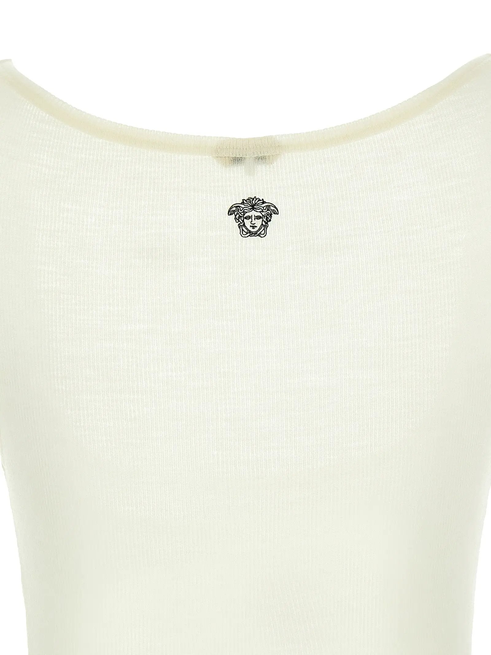 Versace White Virgin Wool Sleeveles T-Shirt