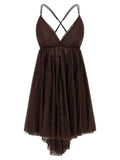 Elisabetta Franchi Brown Polyamide Short Dress