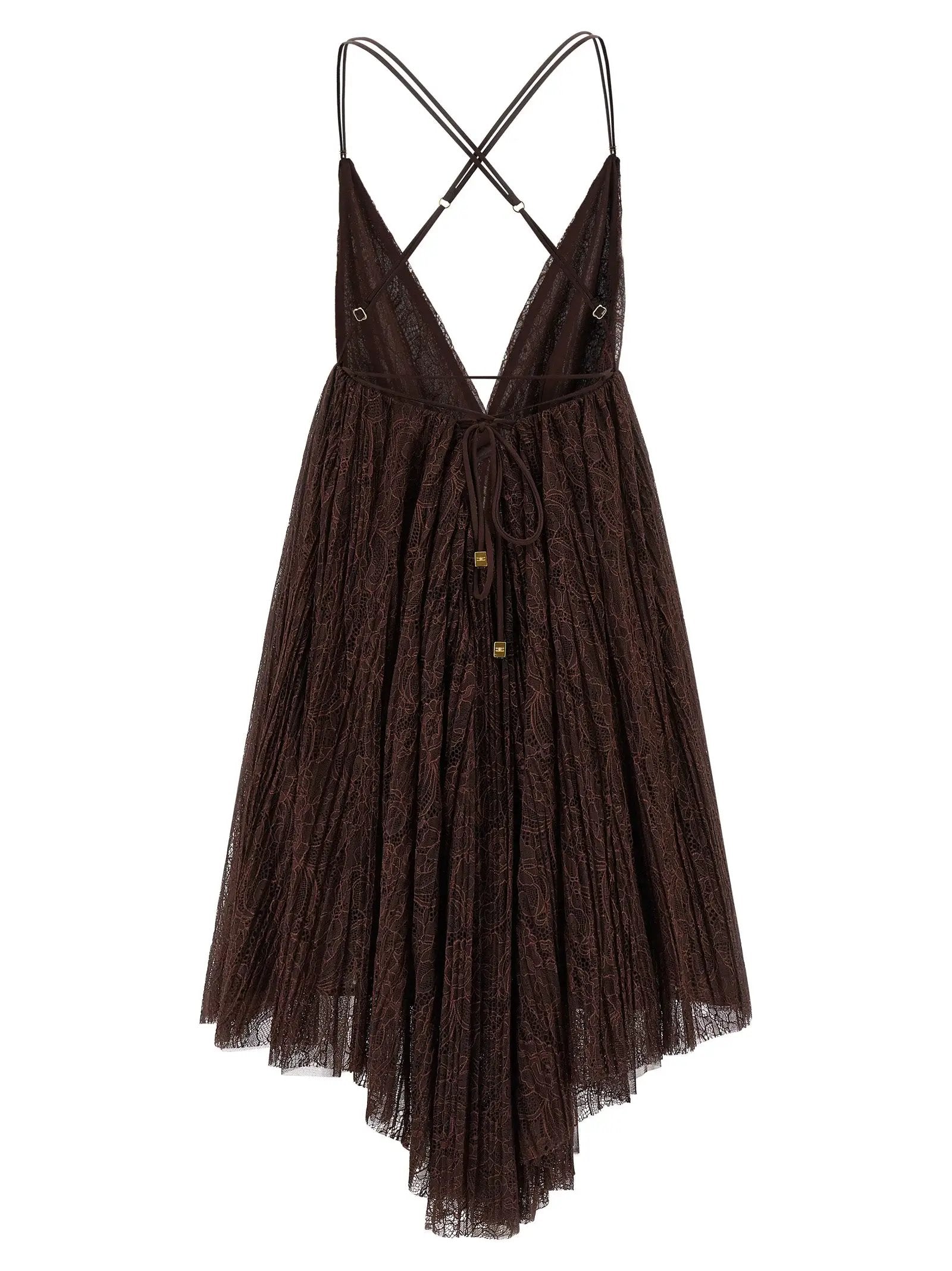 Elisabetta Franchi Brown Polyamide Short Dress