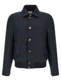 Brunello Cucinelli Blue Sisal Biker Jacket