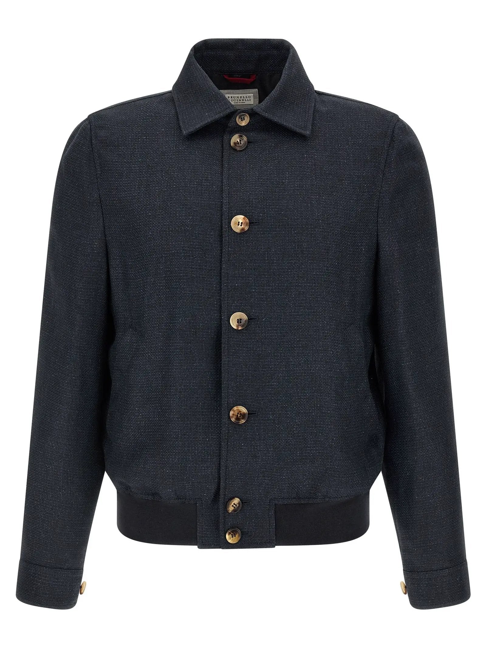 Brunello Cucinelli Blue Sisal Biker Jacket