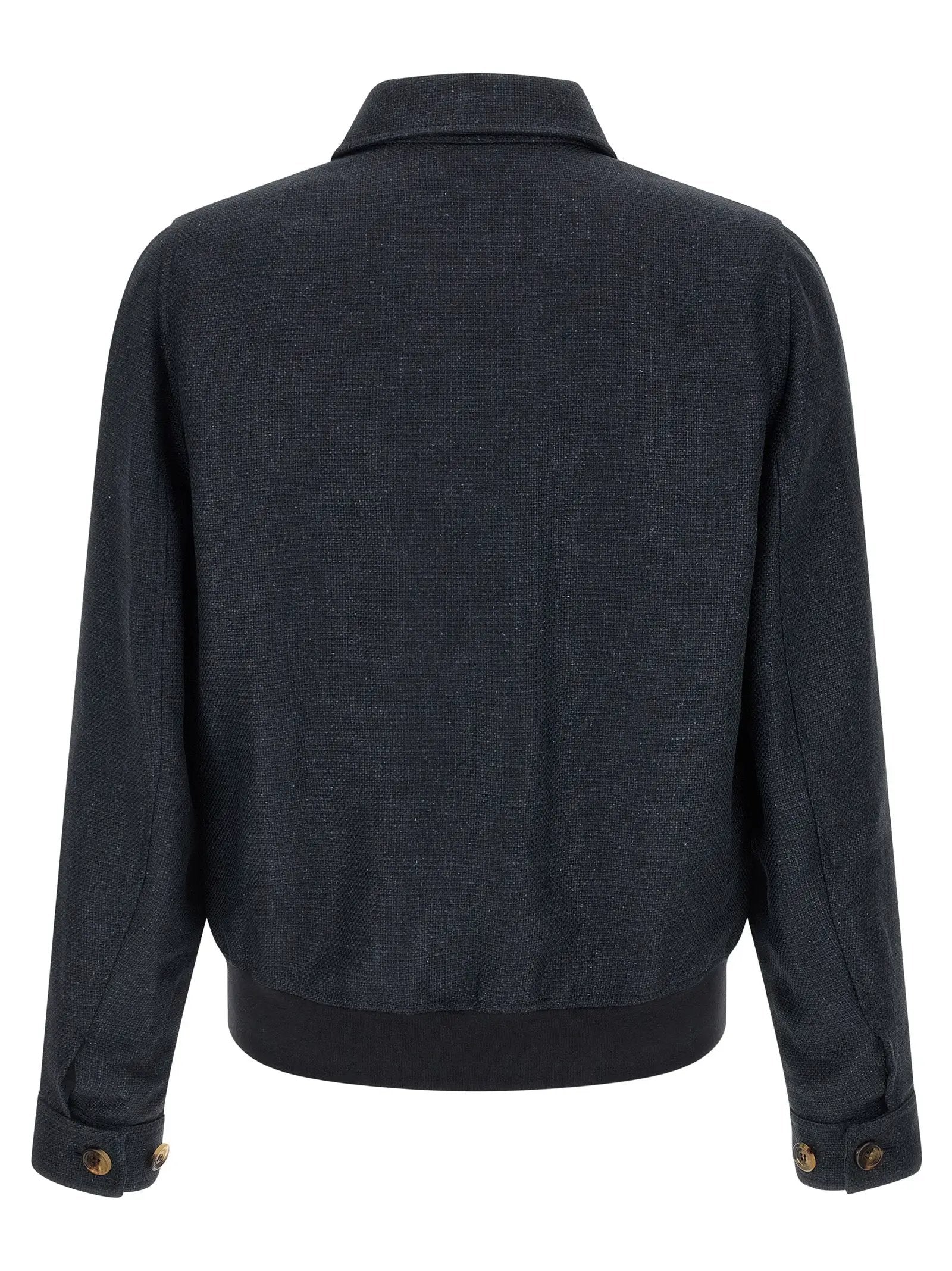 Brunello Cucinelli Blue Sisal Biker Jacket