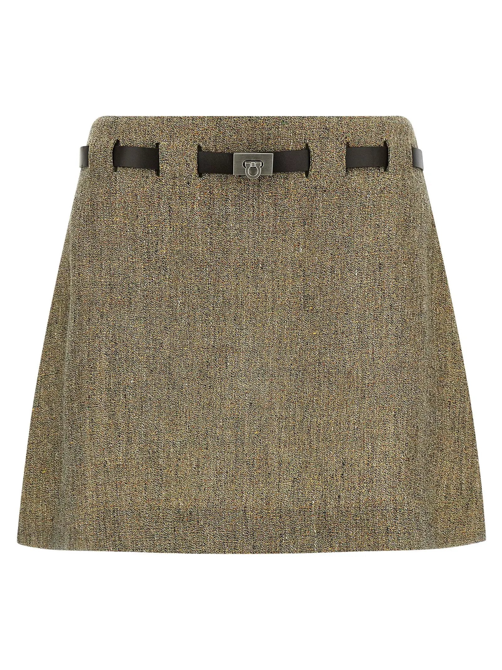 Ferragamo Multicolor Linen Long Skirt