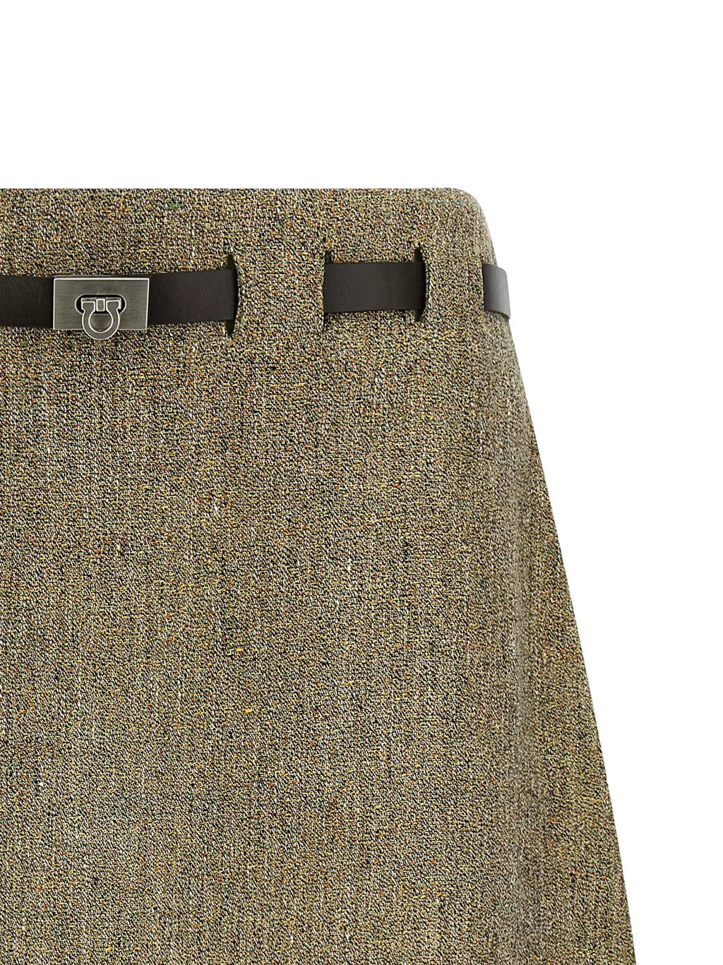 Ferragamo Multicolor Linen Long Skirt
