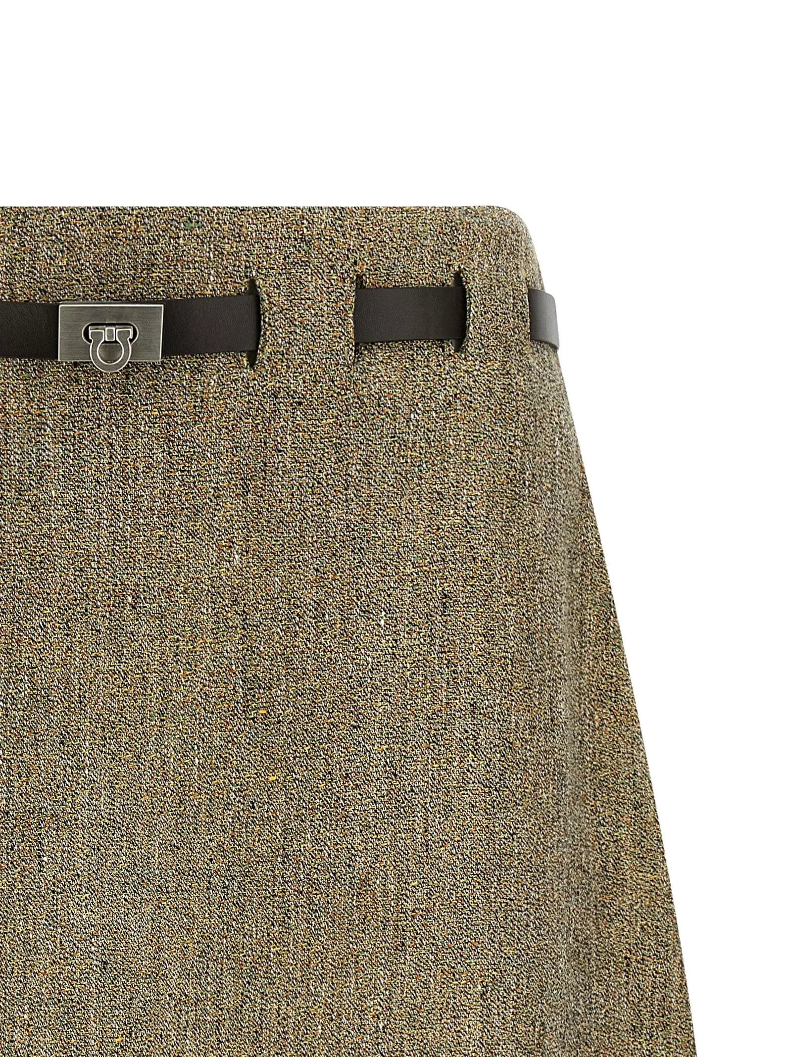 Ferragamo Multicolor Linen Long Skirt
