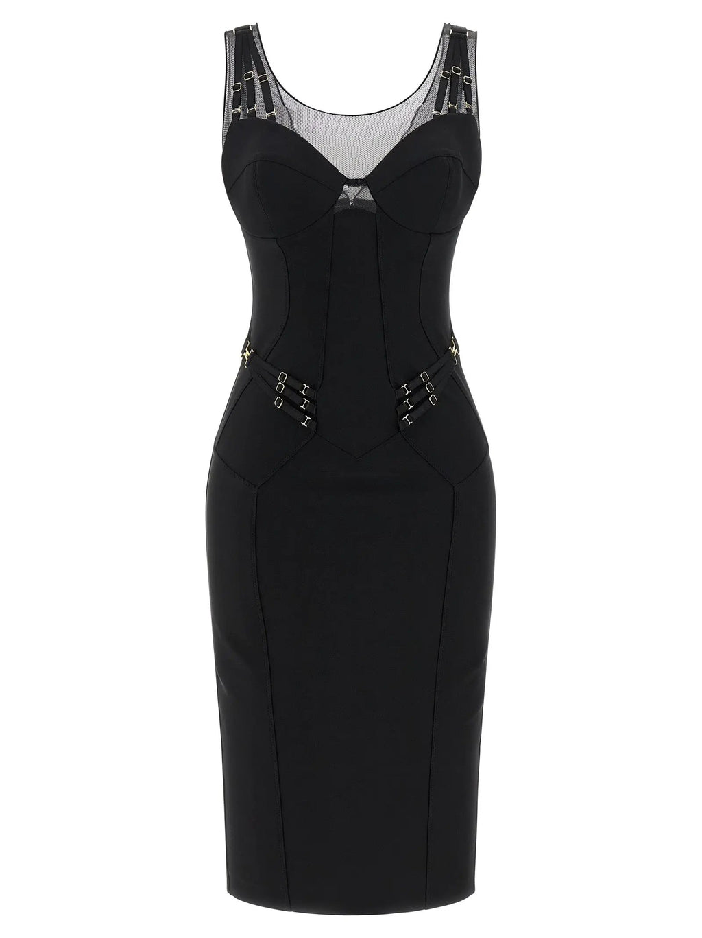 Elisabetta Franchi Black Polyamide Midi Dress