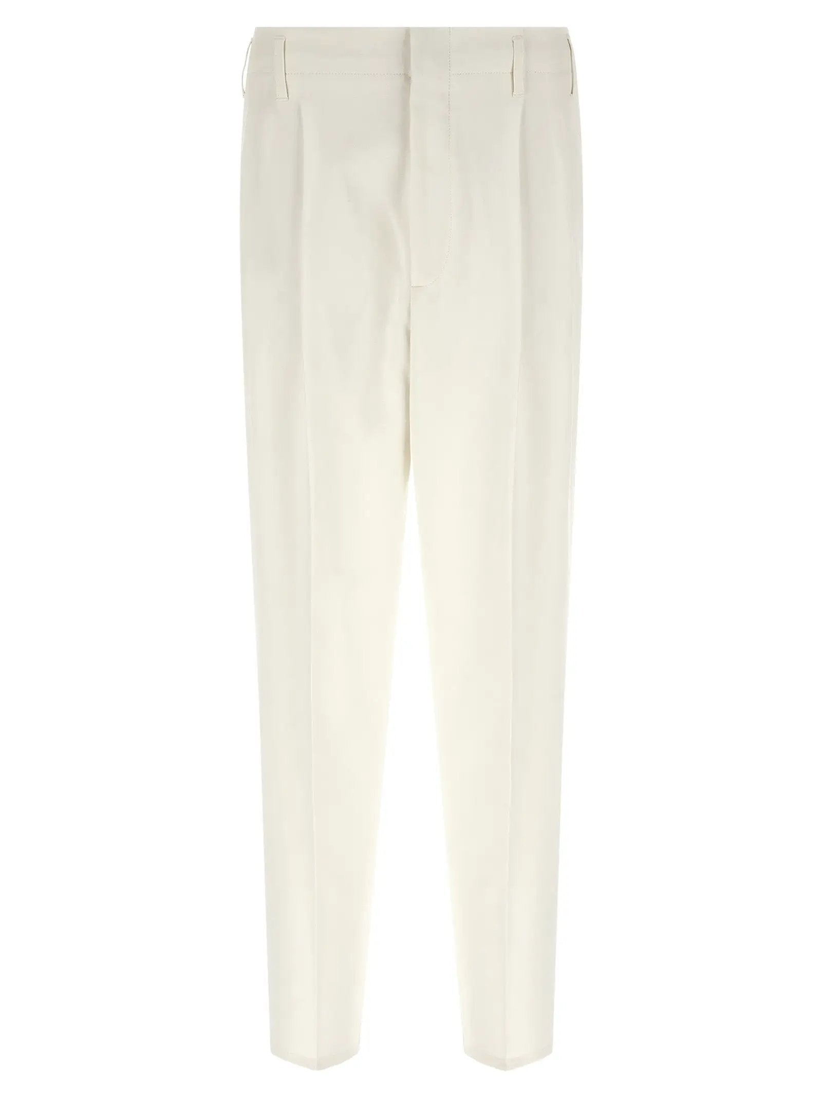 Brunello Cucinelli White Cotton Casual Pants