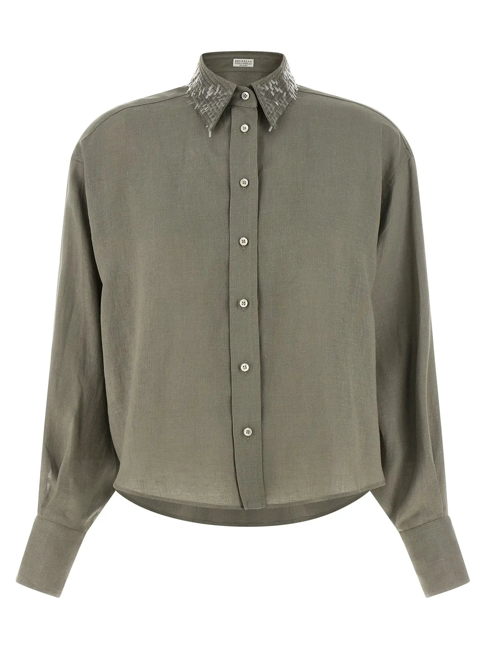 Brunello Cucinelli Bicolor Linen Blouse