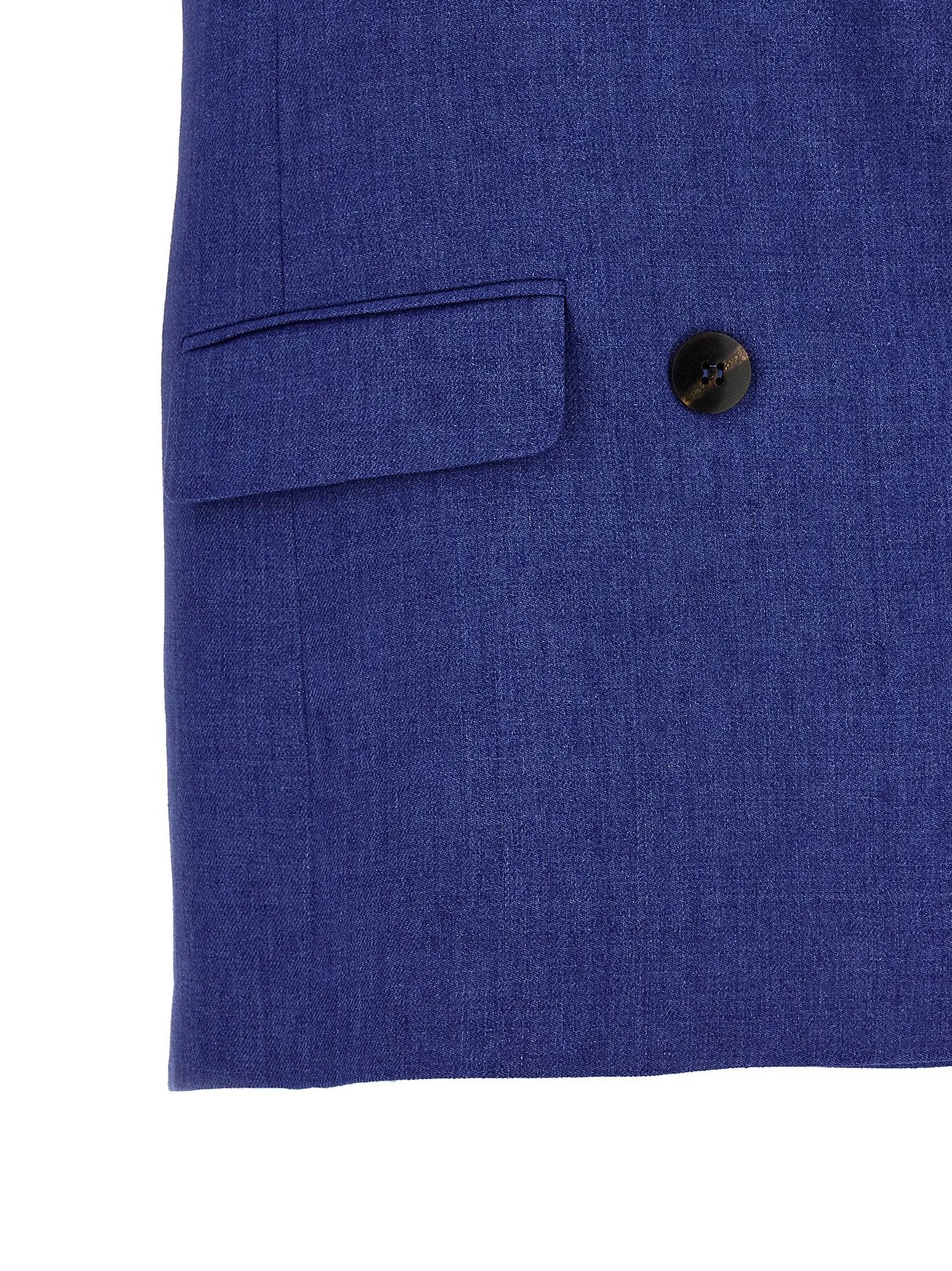 Max Mara Blue Linen Sleeveless Jacket