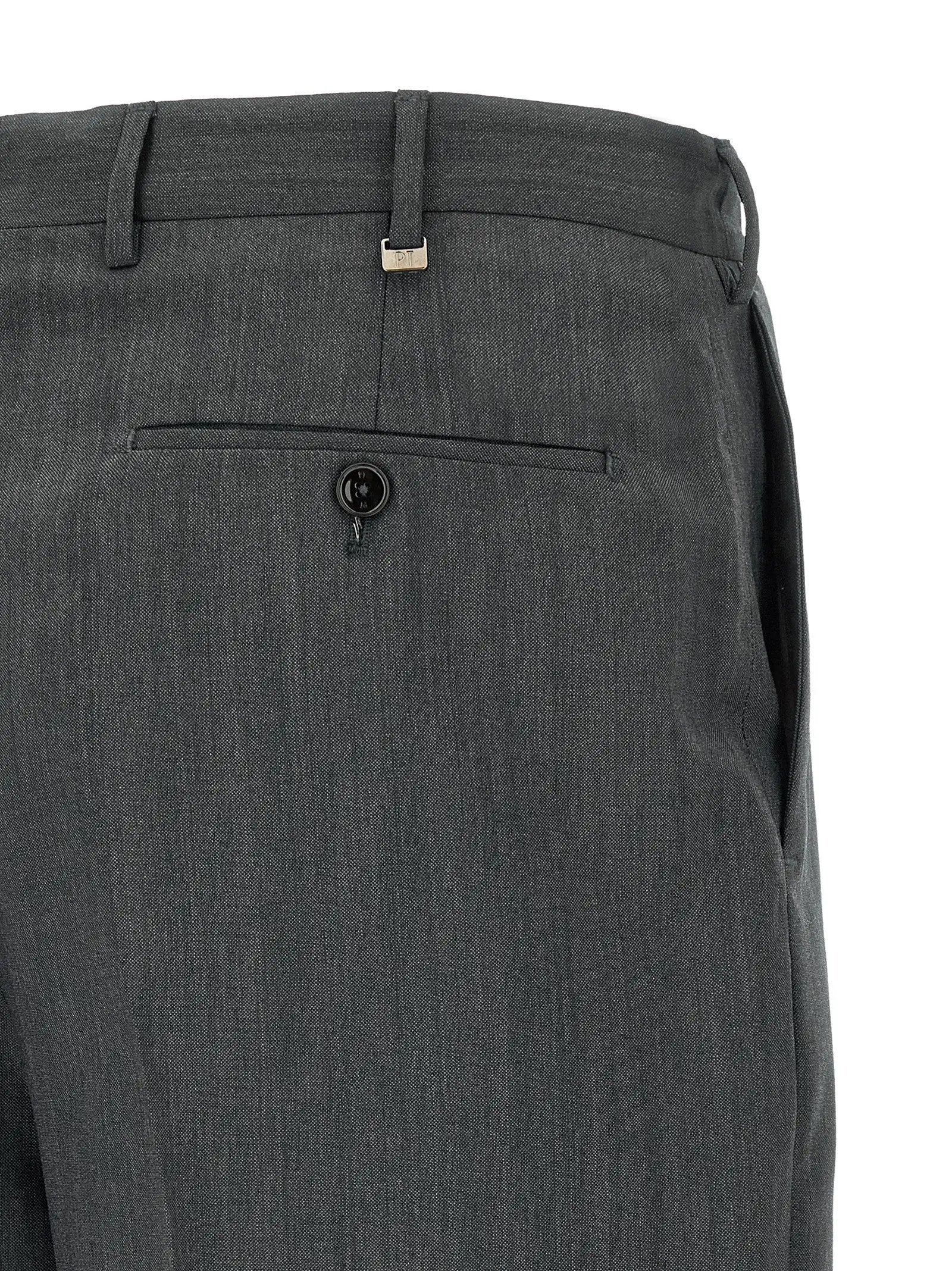 PT Torino Gray Virgin Wool Dress Pants