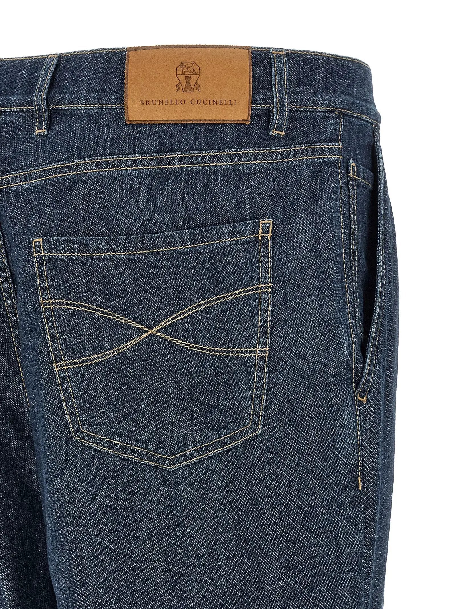 Jean droit en coton bleu Brunello Cucinelli