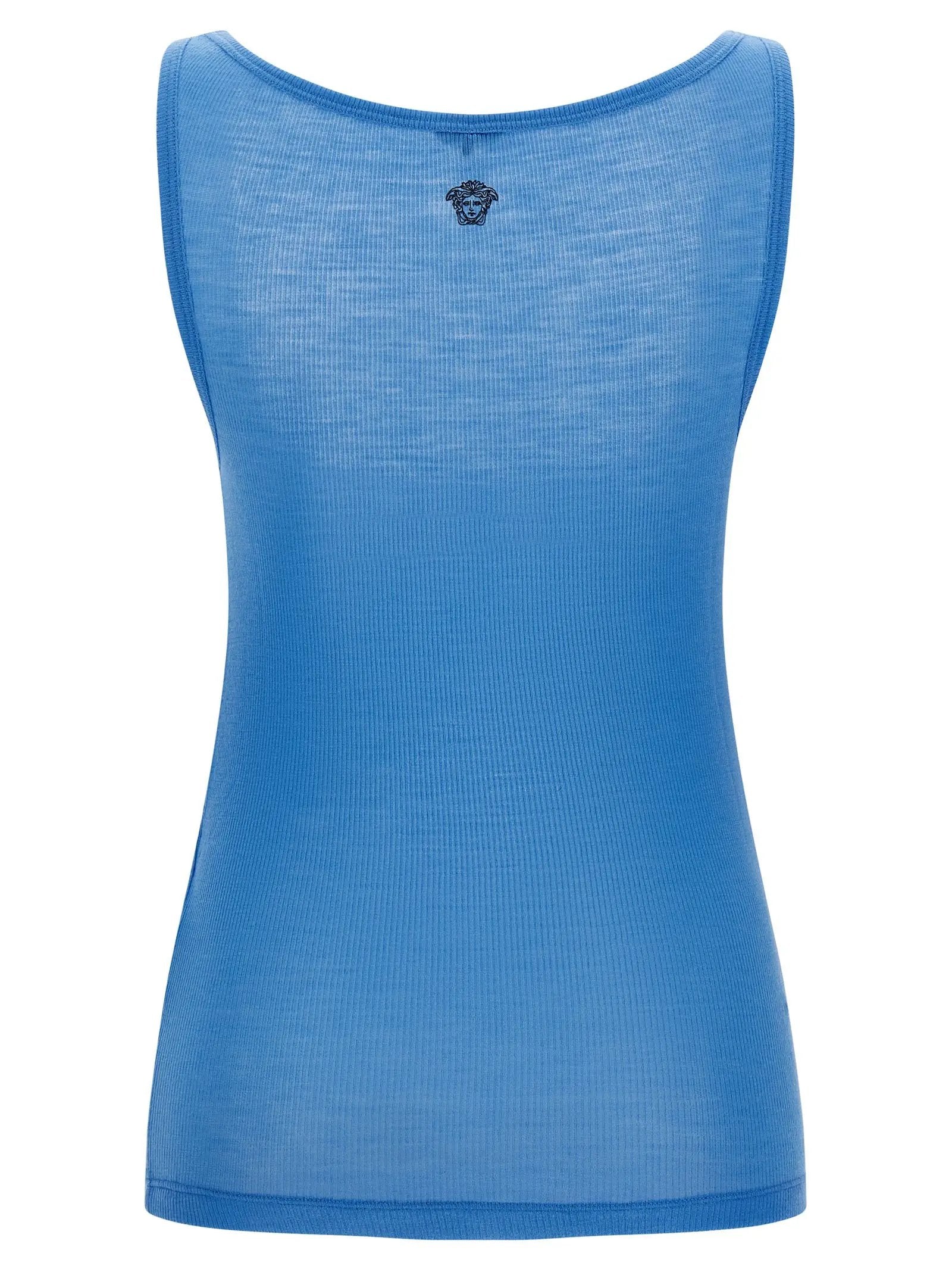 Versace Blue Virgin Wool Tank Tops