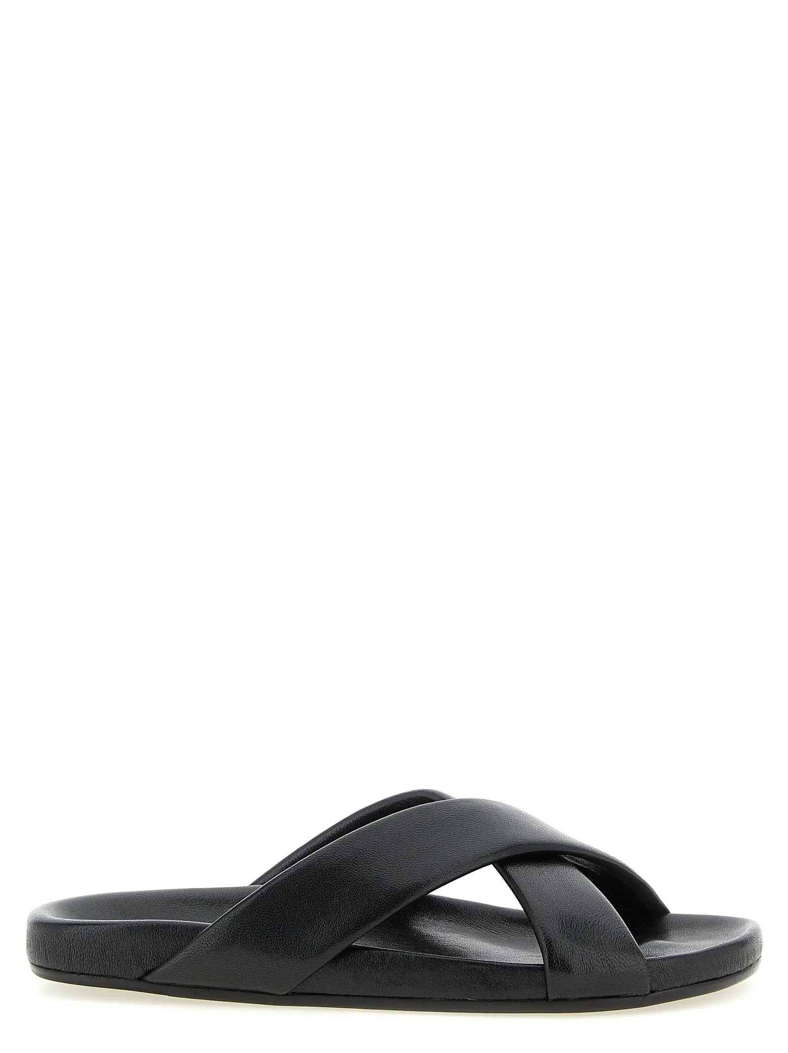 Saint Laurent Black Lamb Leather Slides