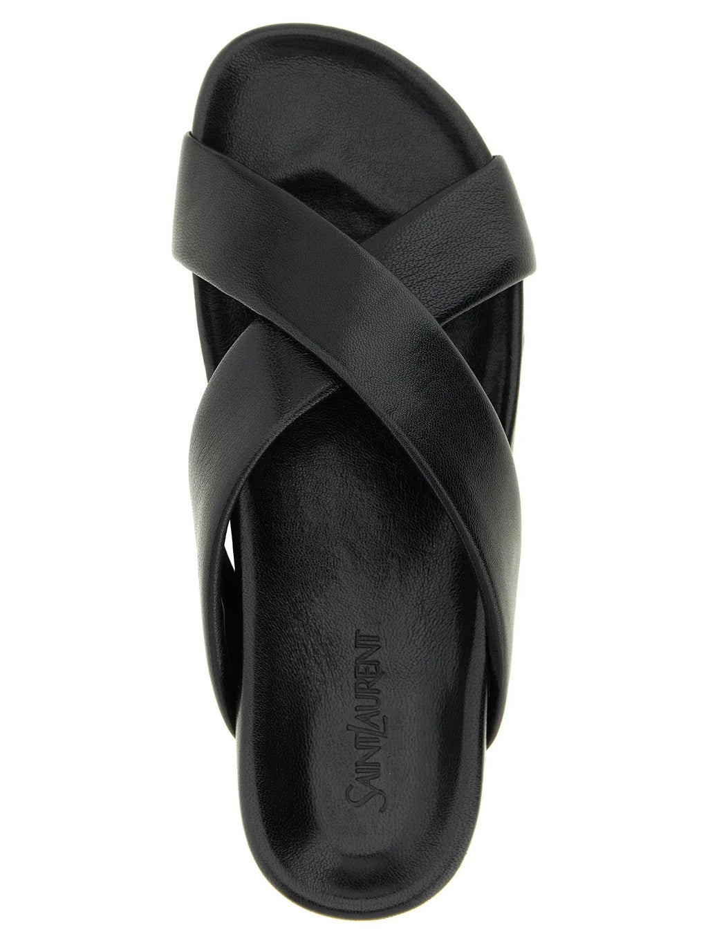 Saint Laurent Black Lamb Leather Slides