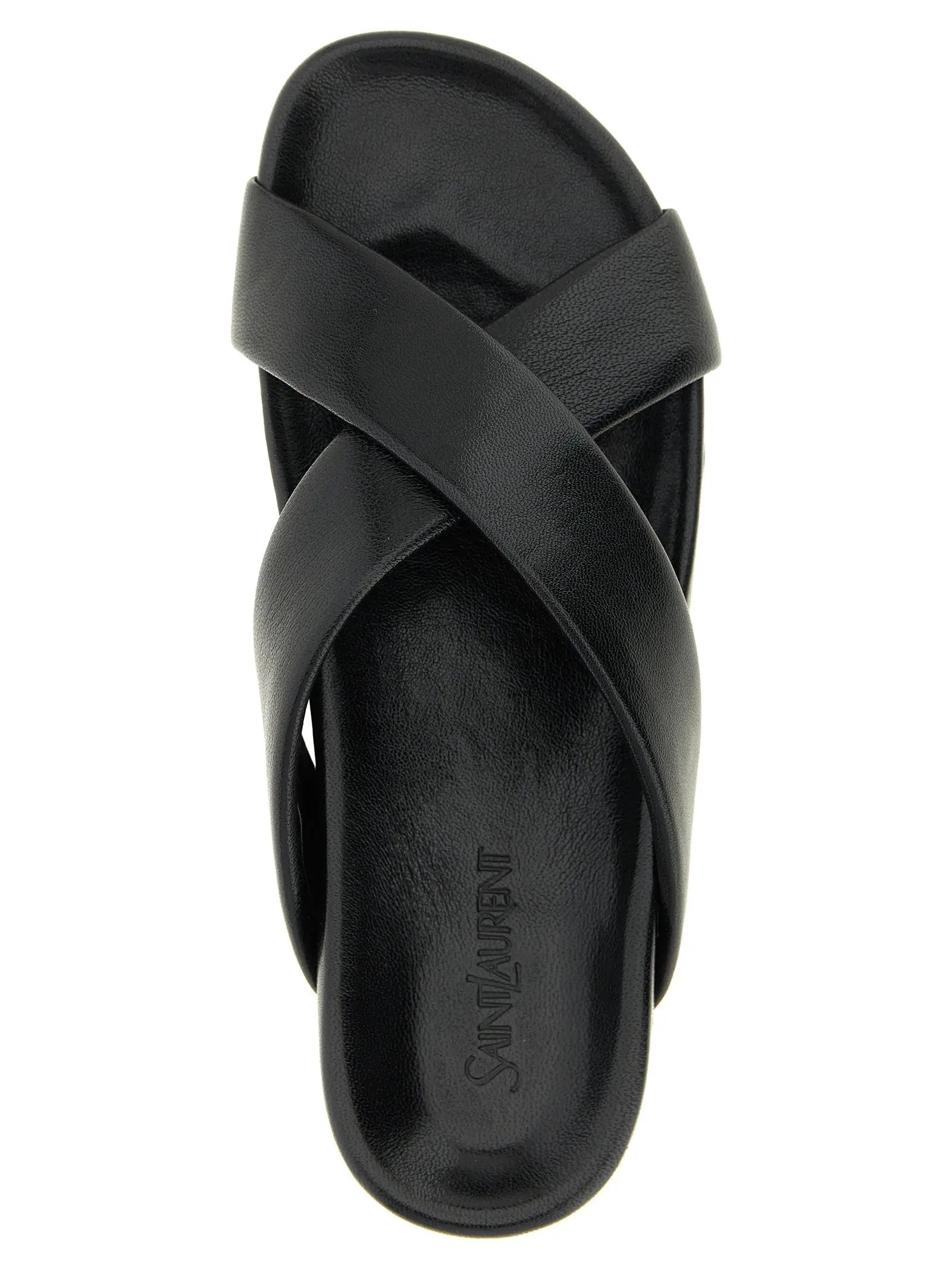 Saint Laurent Black Lamb Leather Slides