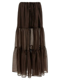 Twinset Brown Lycra Mini Skirt