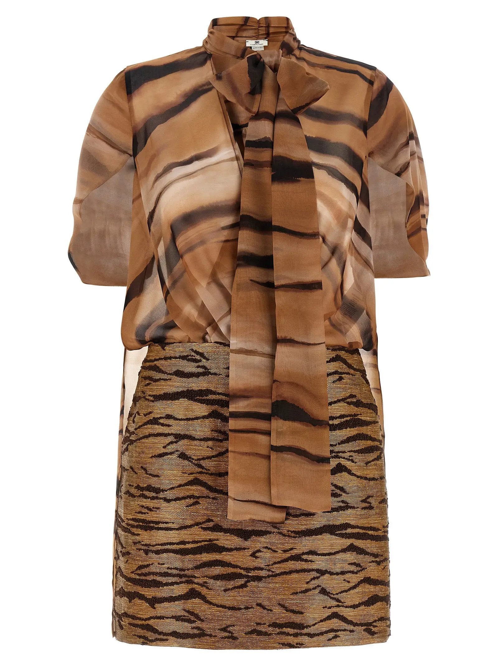Elisabetta Franchi Brown Polyester Short Dress