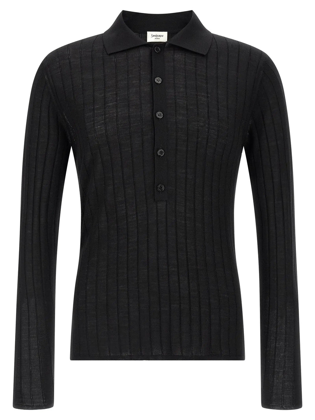 Saint Laurent Black Wool Polo Shirt