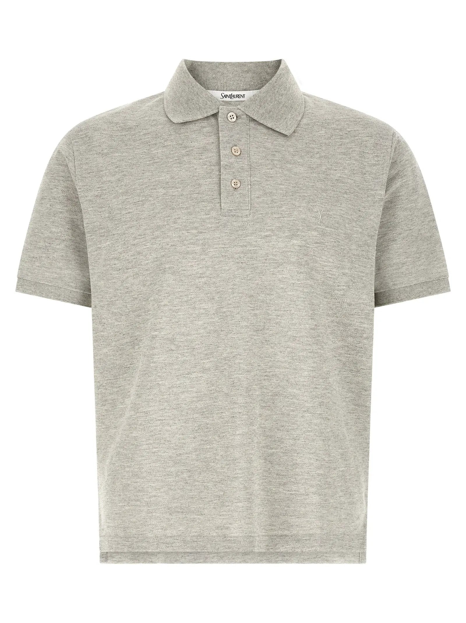 Saint Laurent Gray Cotton Polo Shirt