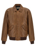 Saint Laurent Brown Lamb Leather Leather Jacket