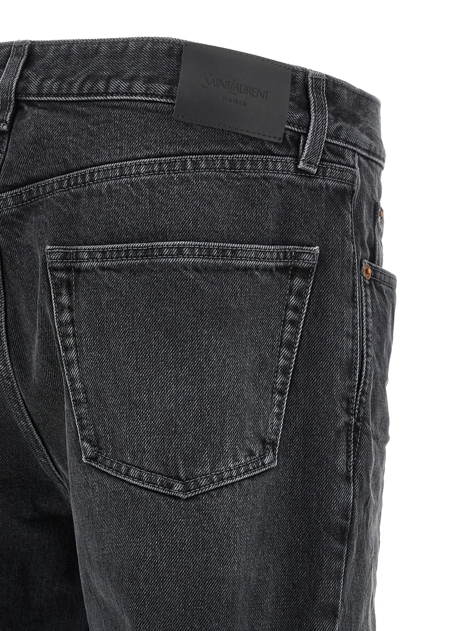Saint Laurent Black Cotton Straight-Leg Jeans
