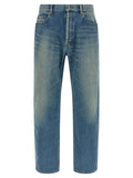 Saint Laurent Blue Cotton Straight-Leg Jeans