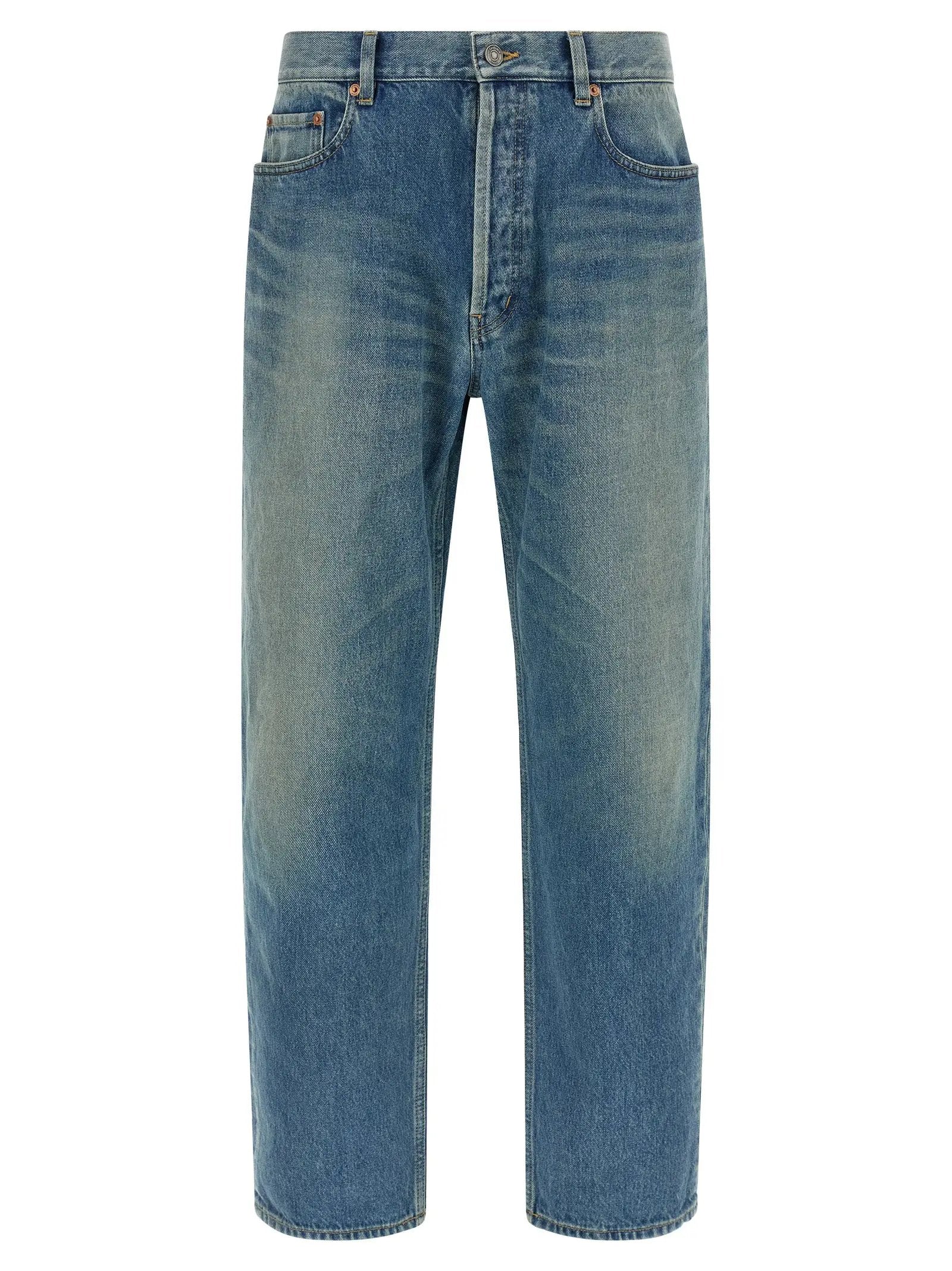 Saint Laurent Blue Cotton Straight-Leg Jeans