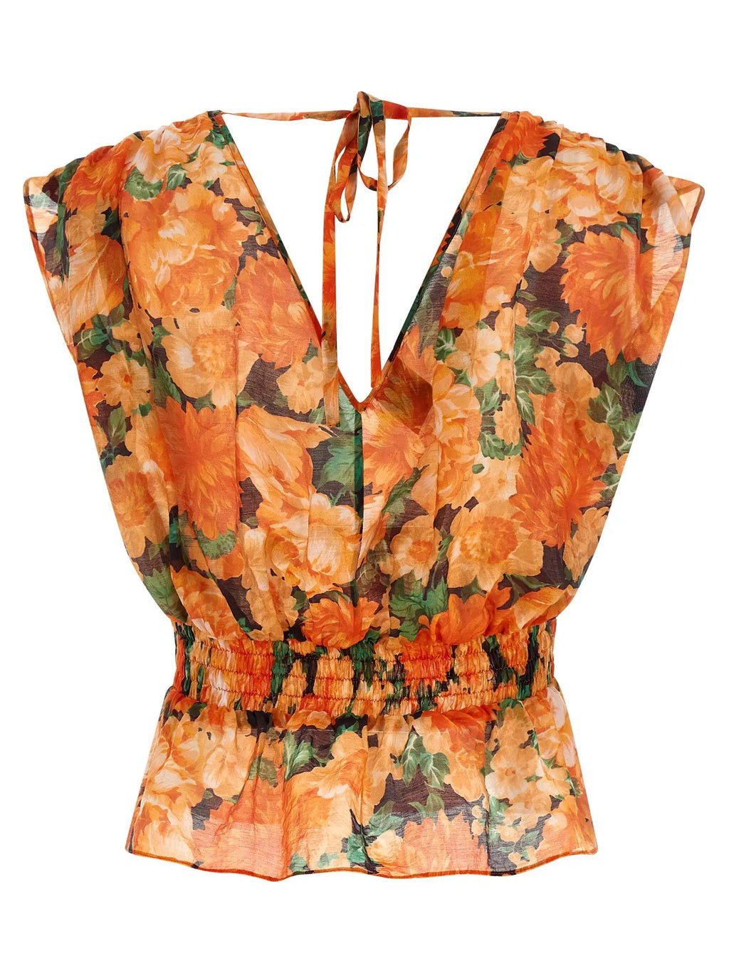 PINKO Orange Lyocell Pattern Shirt