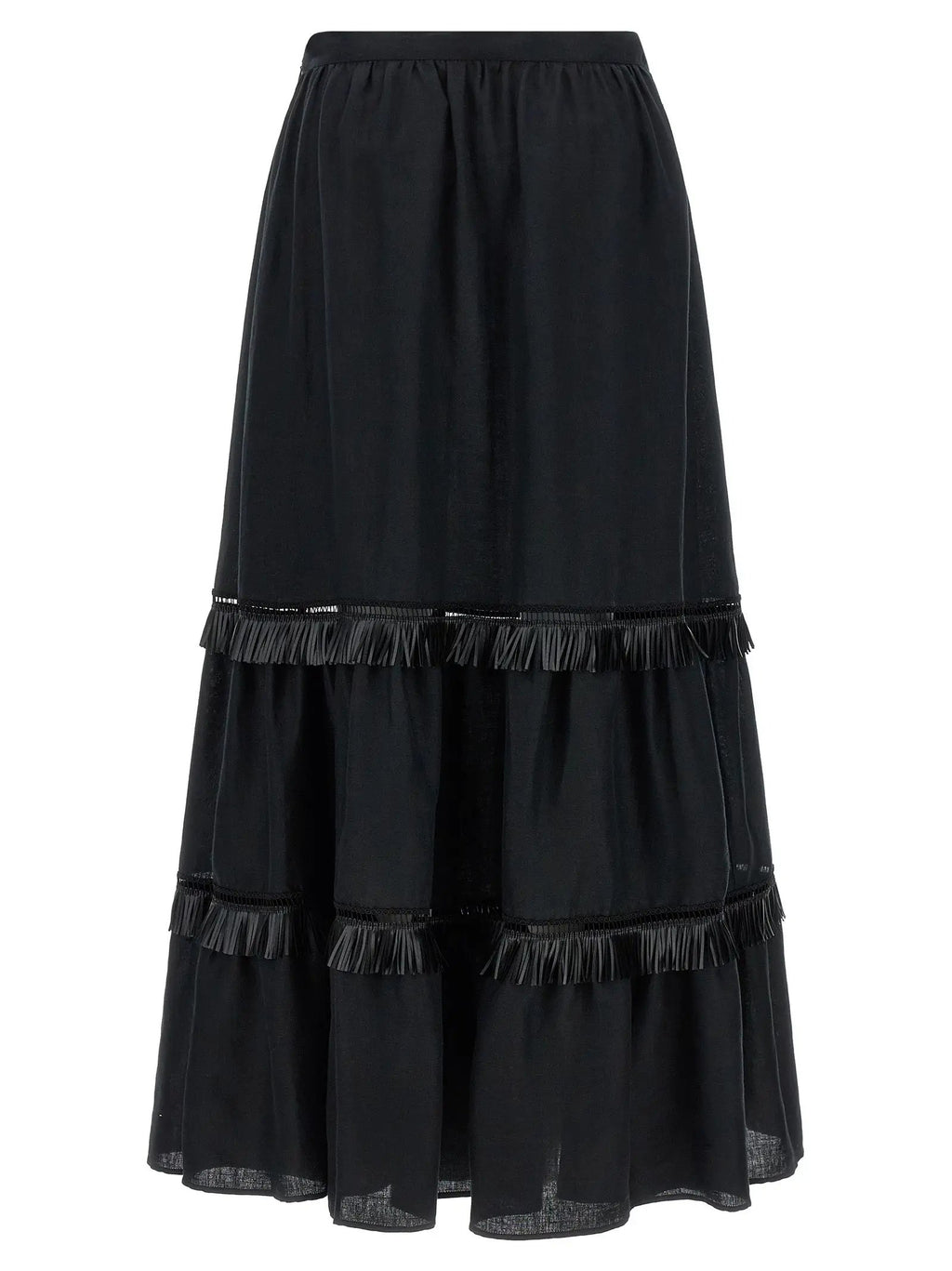 Kiton Black Linen Mini Skirt