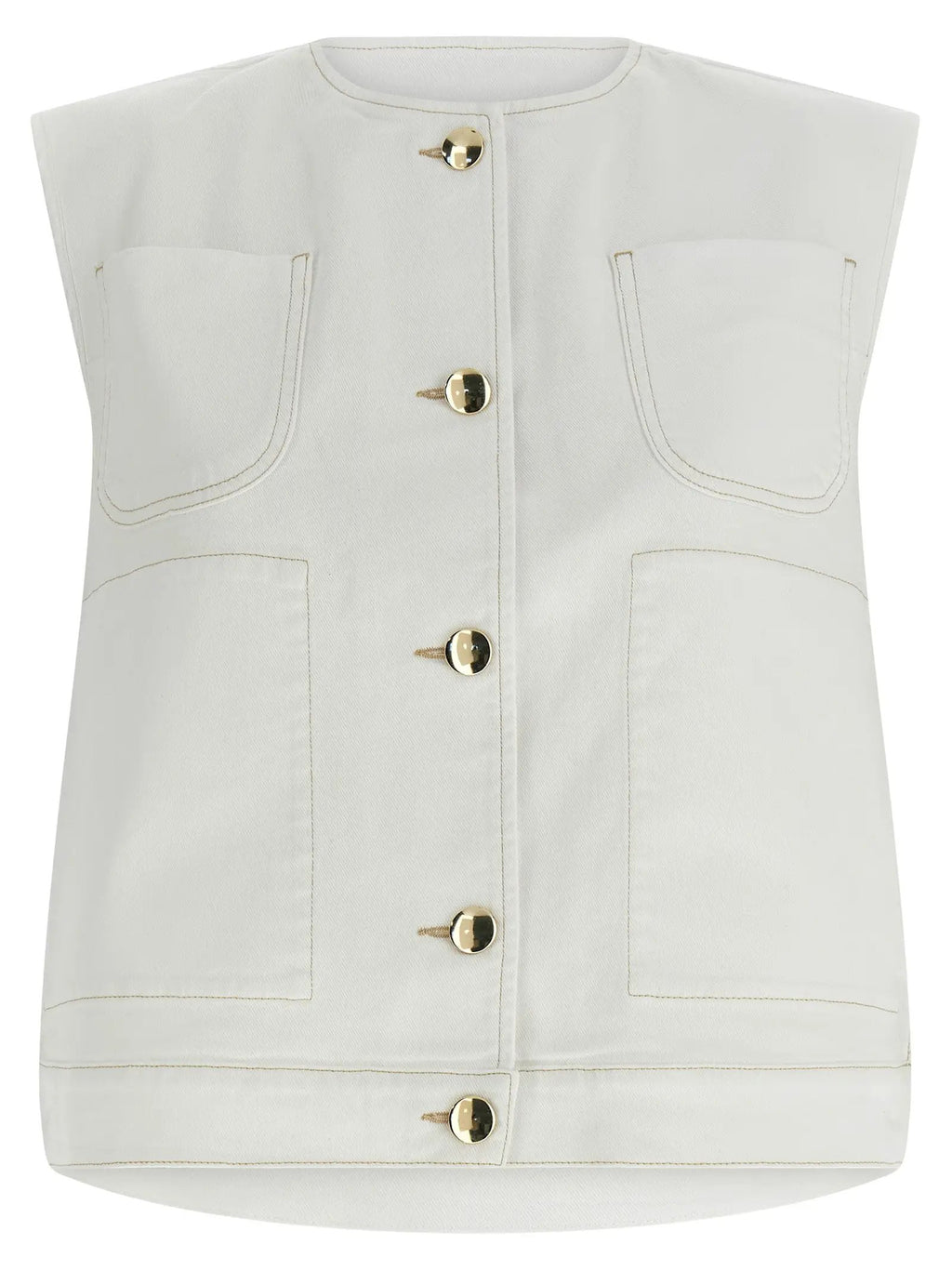 Fabiana Filippi White Cotton Sleeveless Jacket