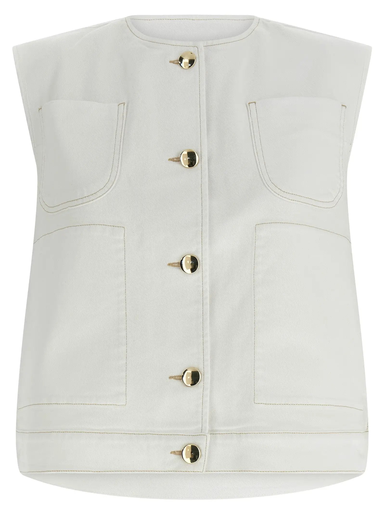 Fabiana Filippi White Cotton Sleeveless Jacket