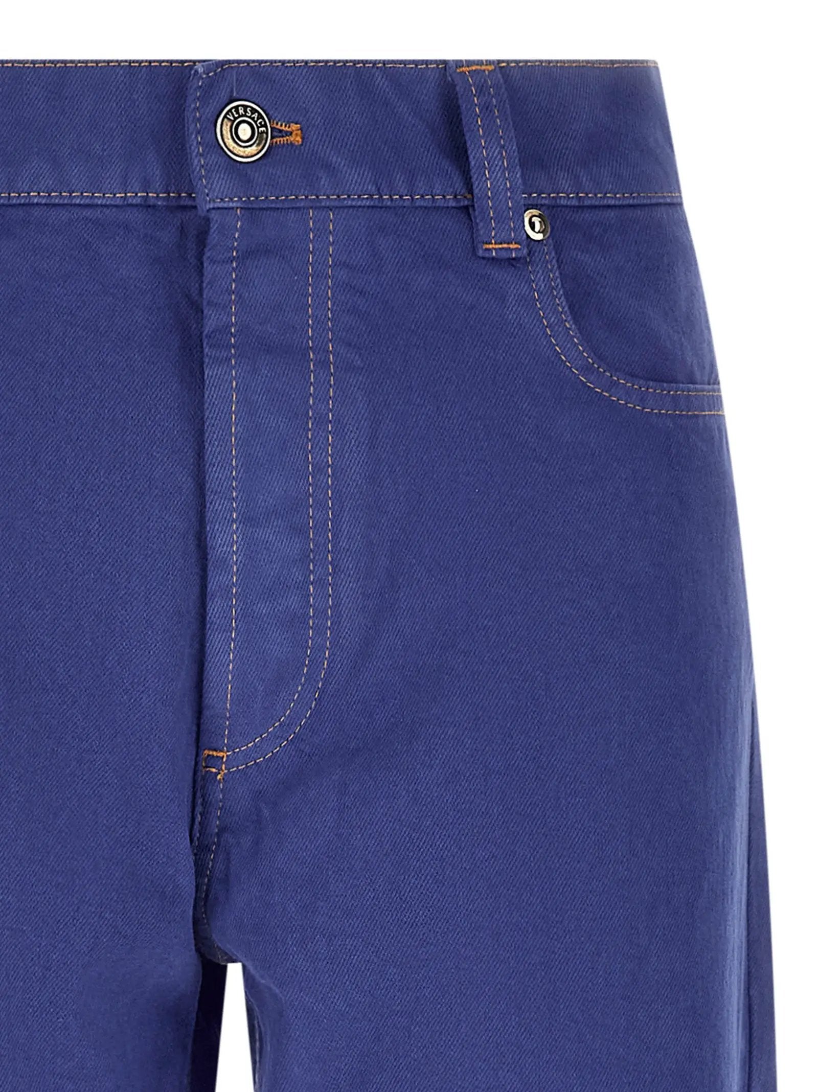 Versace Blue Cotton Straight-Leg Jeans