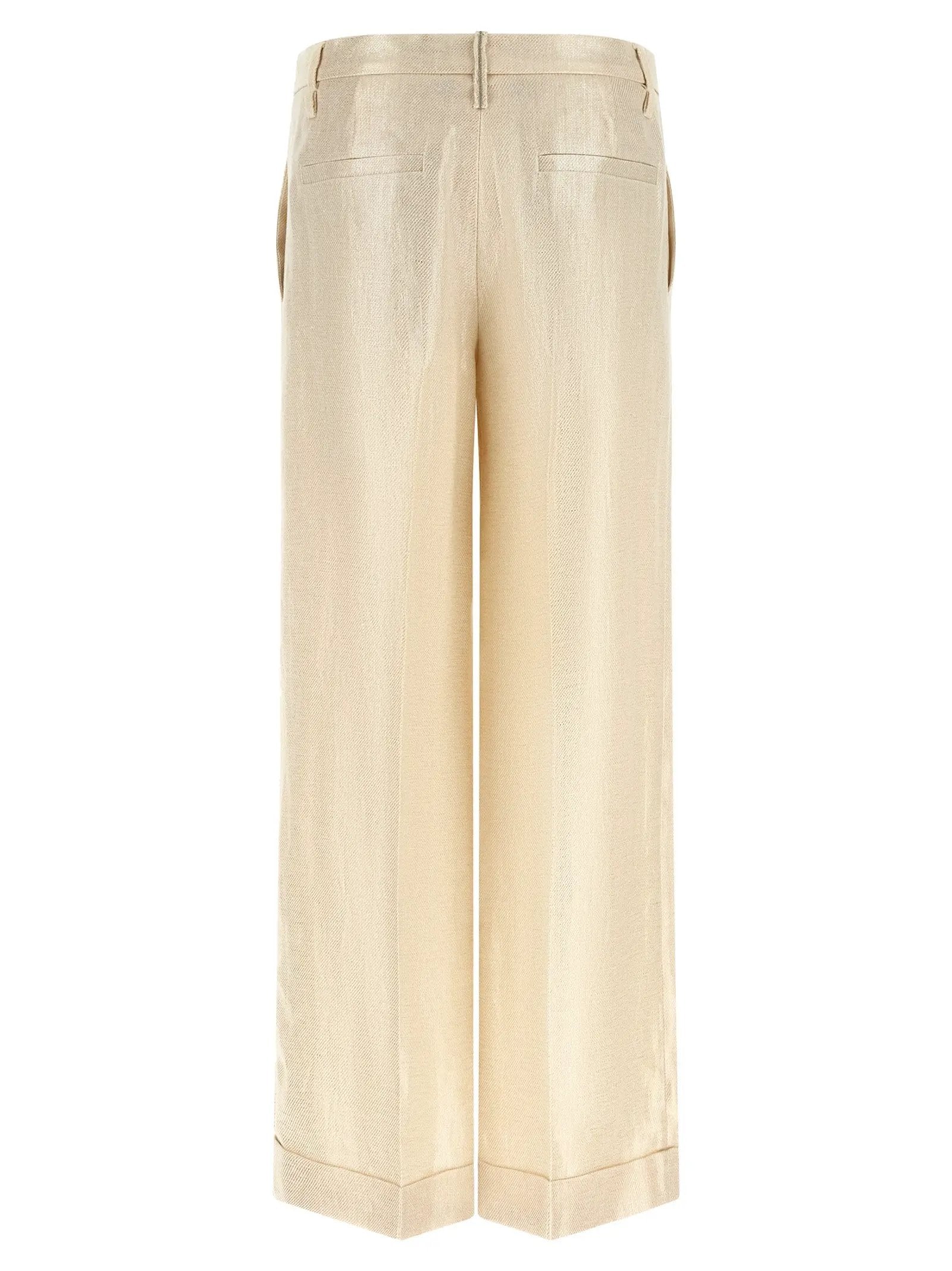 Brunello Cucinelli Gold Linen Casual Pants