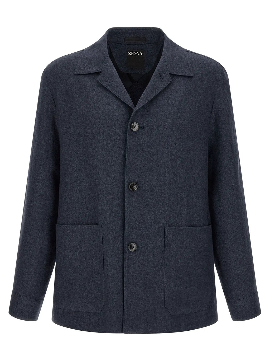 ZEGNA Blue Linen Full-Length Jacket