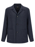 ZEGNA Blue Linen Full-Length Jacket