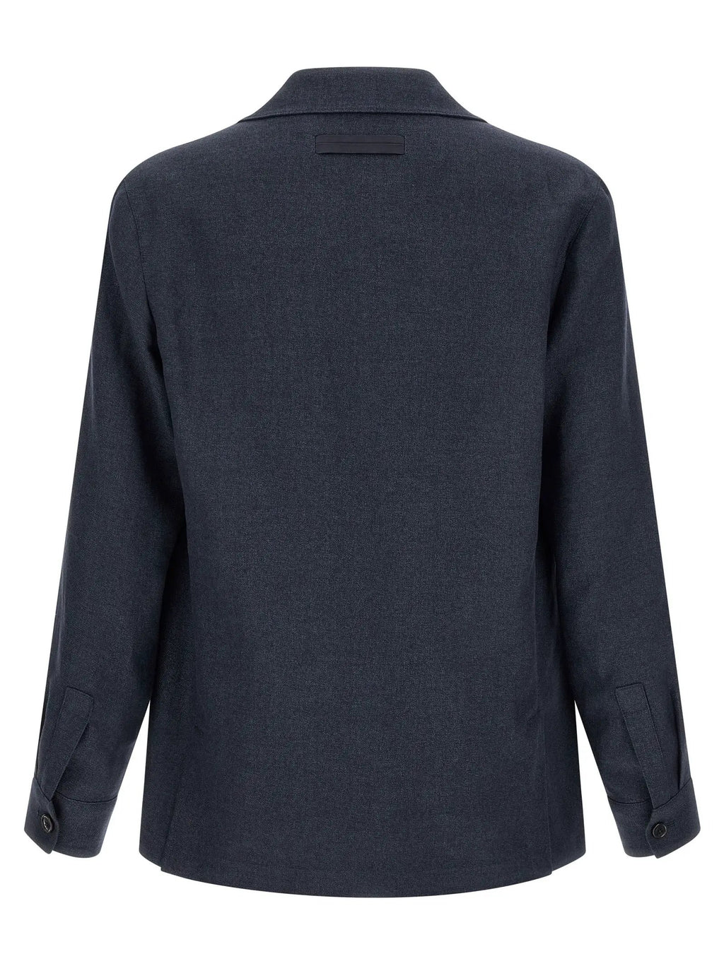 ZEGNA Blue Linen Full-Length Jacket