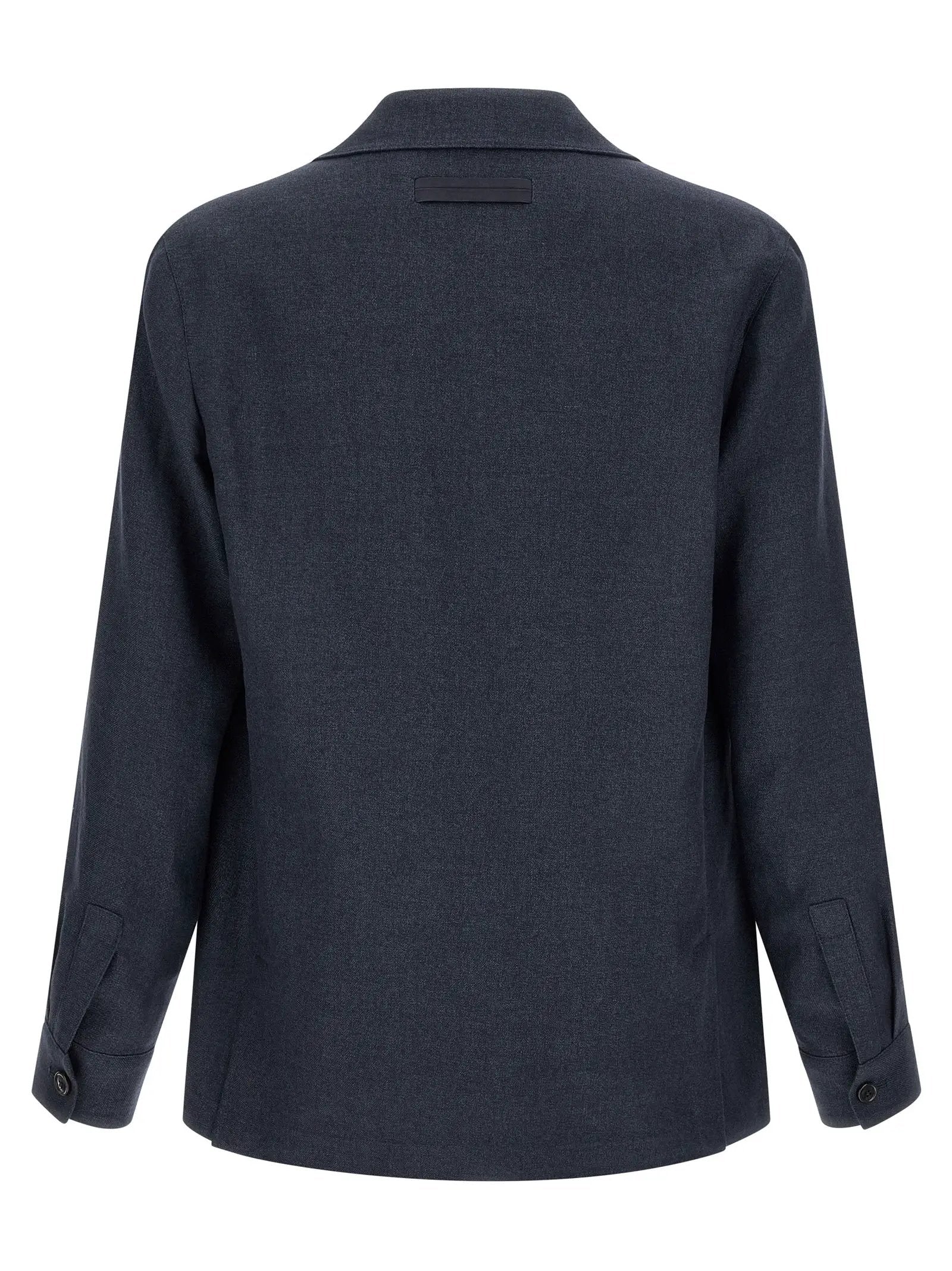 ZEGNA Blue Linen Full-Length Jacket