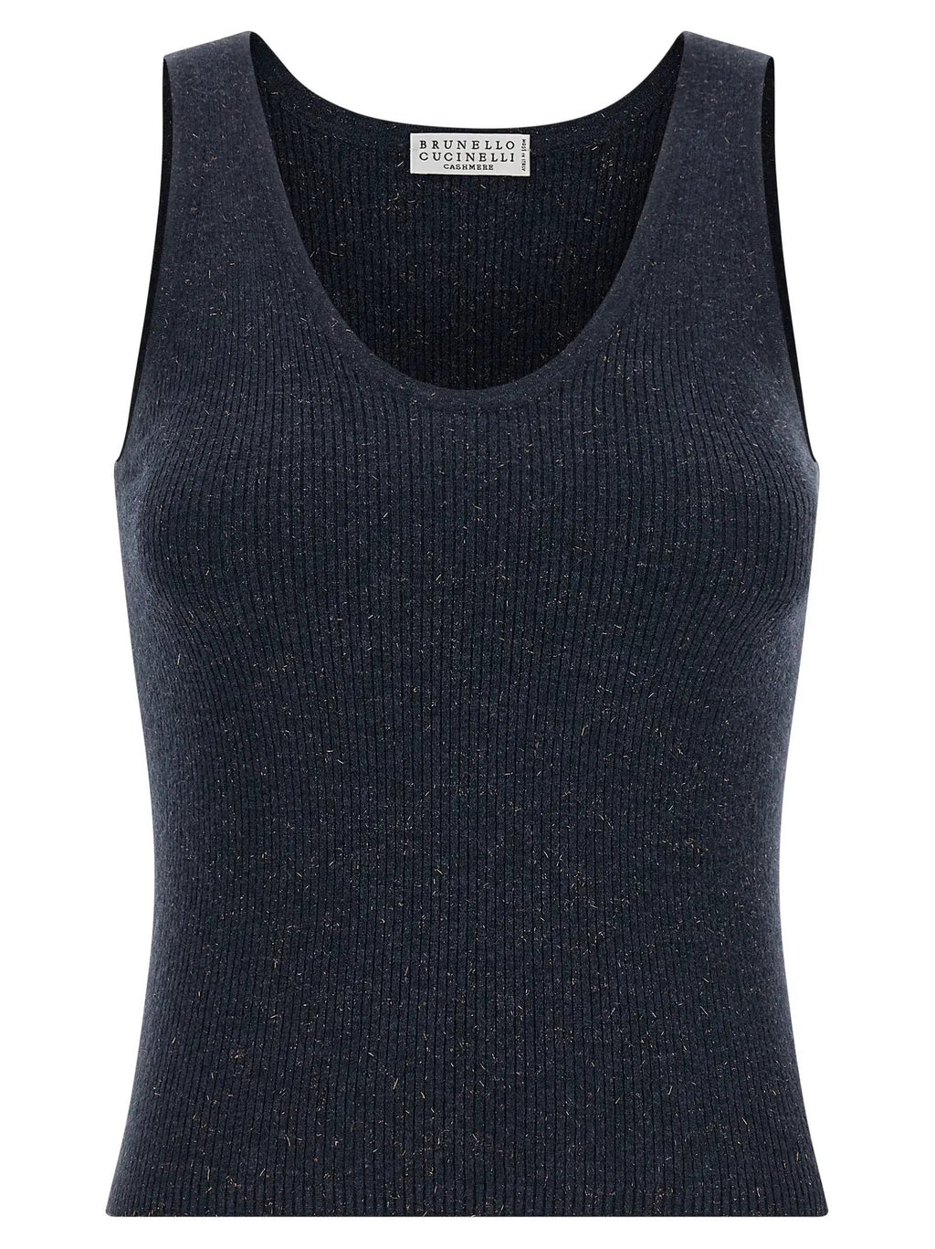 Brunello Cucinelli Blue Cashmere Sleeveles T-Shirt