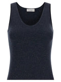 Brunello Cucinelli Blue Cashmere Sleeveles T-Shirt