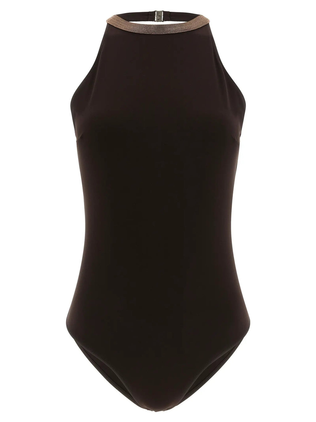 Brunello Cucinelli Brown Polyamide One-Piece Swimsuit