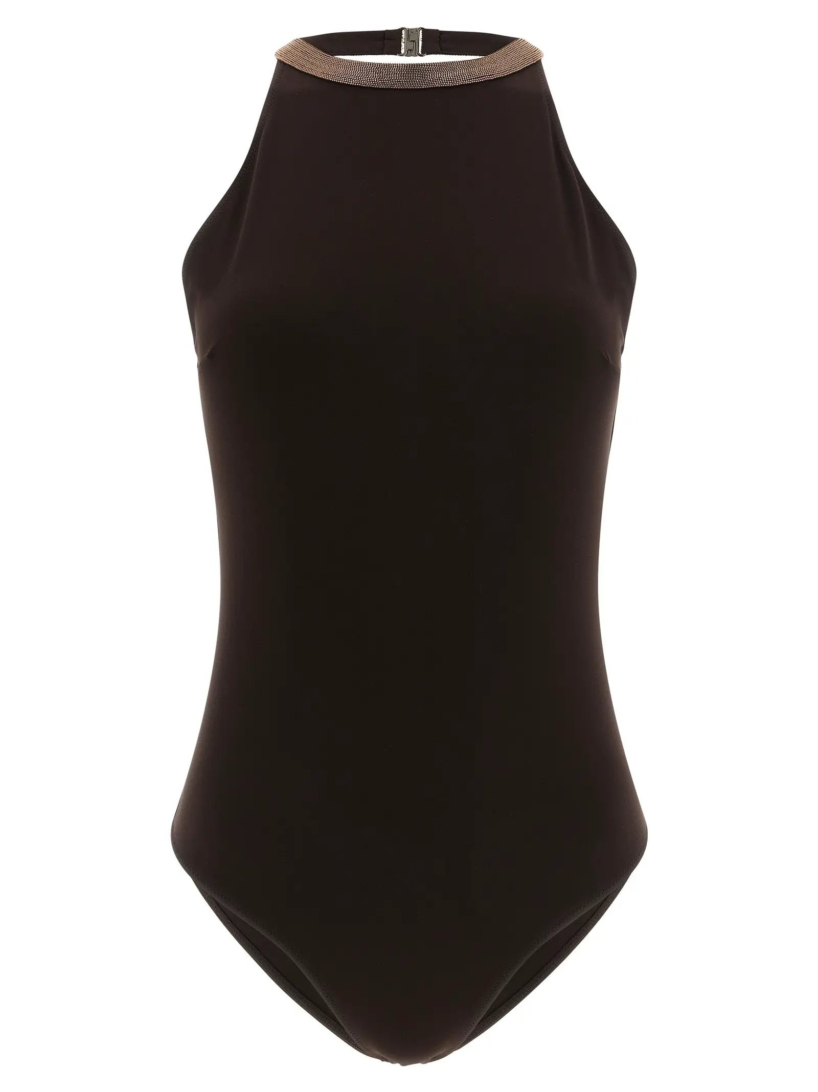 Brunello Cucinelli Brown Polyamide One-Piece Swimsuit