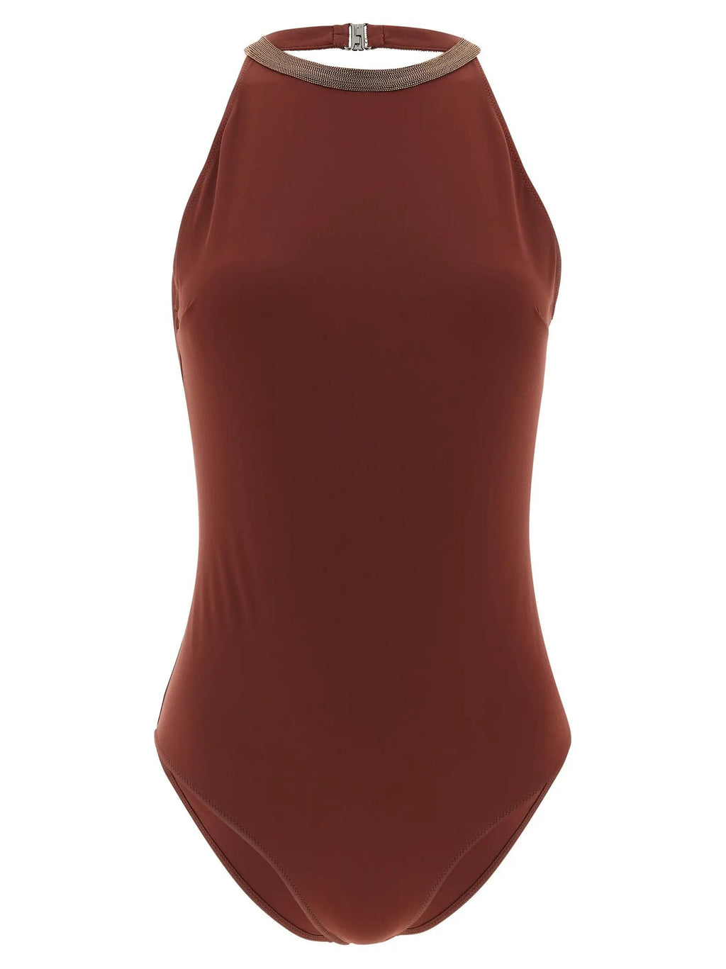 Brunello Cucinelli Bordeaux Polyamide One-Piece Swimsuit