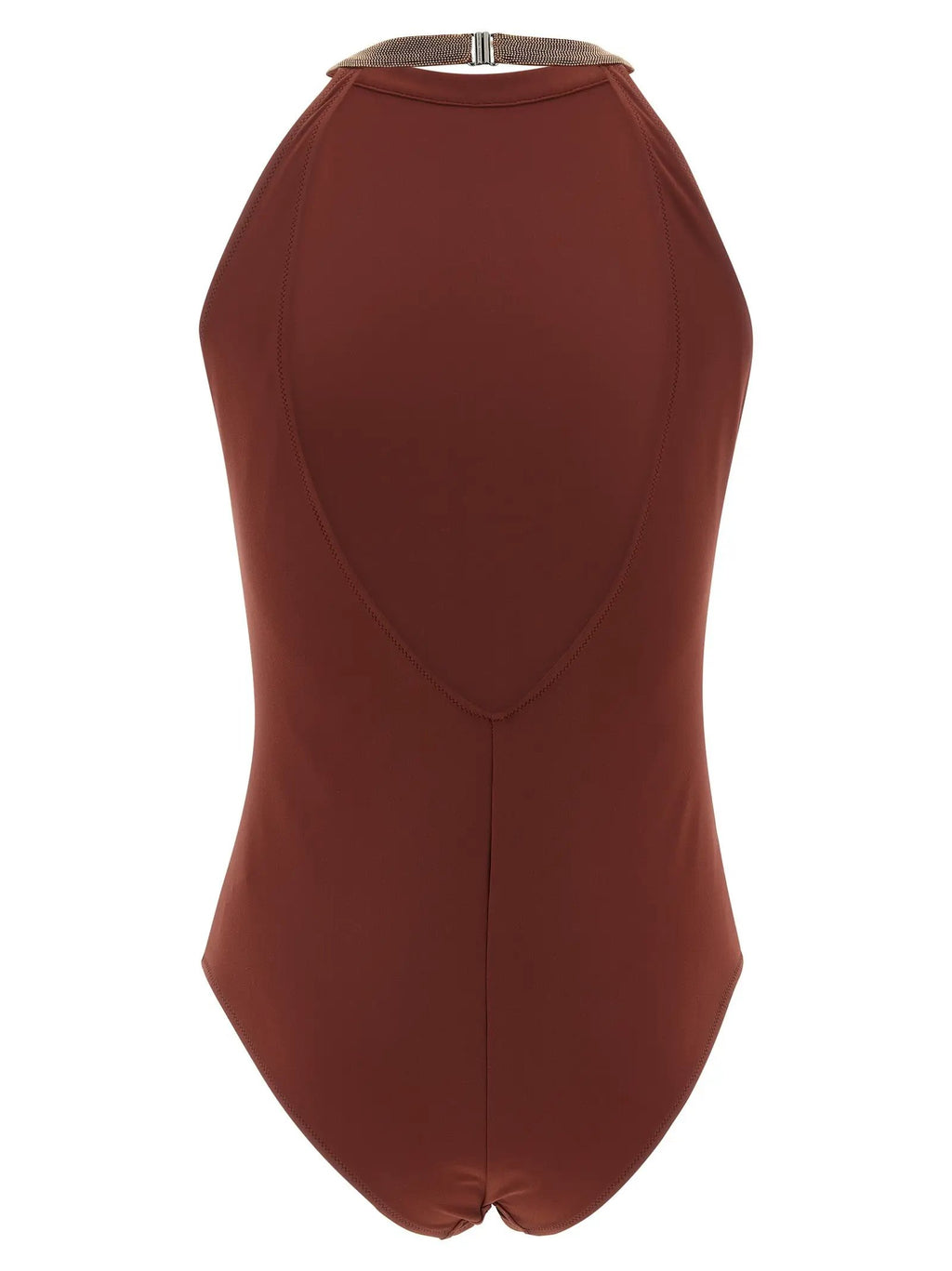 Brunello Cucinelli Bordeaux Polyamide One-Piece Swimsuit