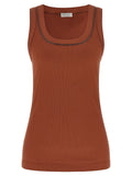 Brunello Cucinelli Brown Cotton Sleeveles T-Shirt