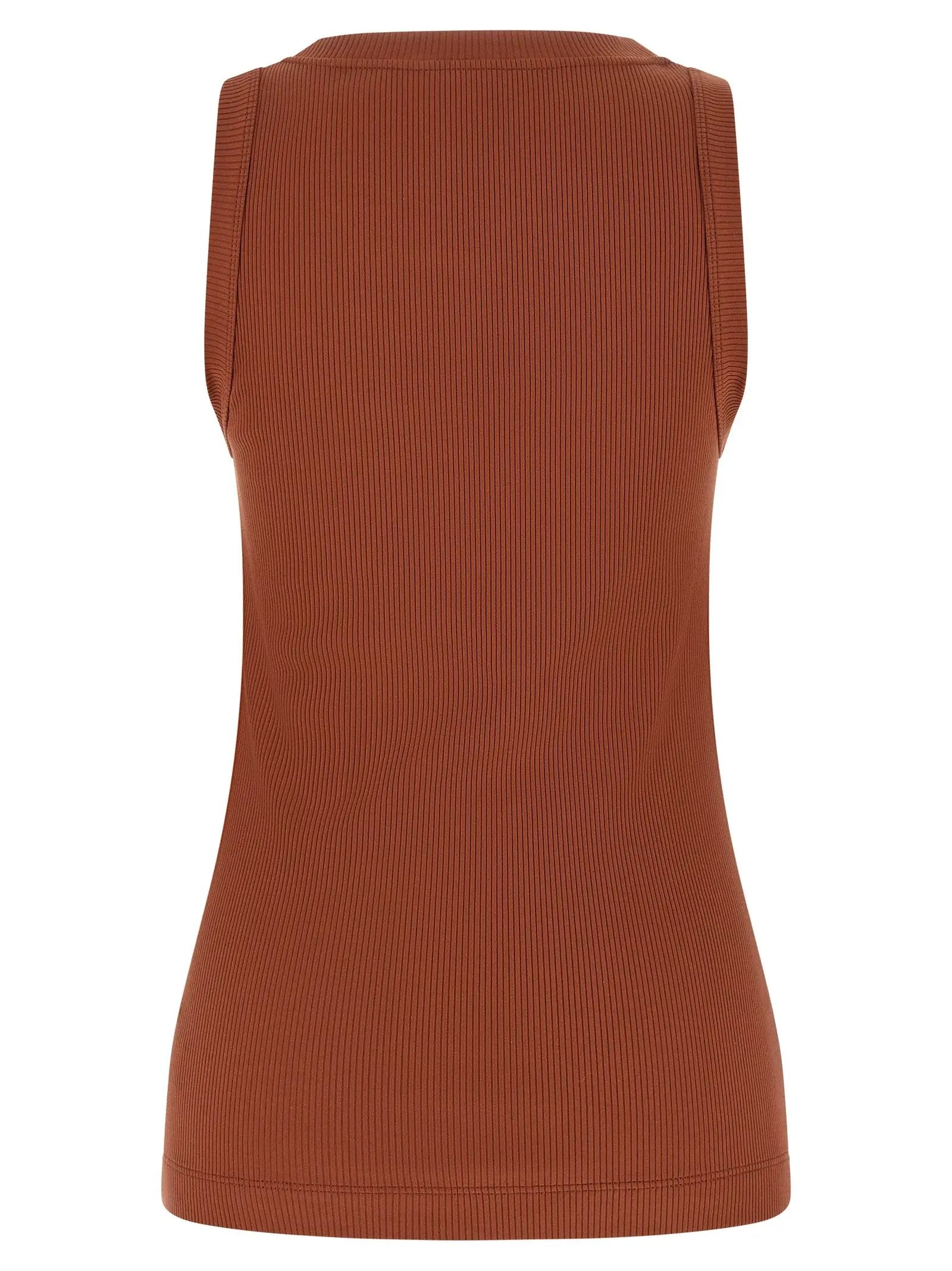 Brunello Cucinelli Brown Cotton Sleeveles T-Shirt