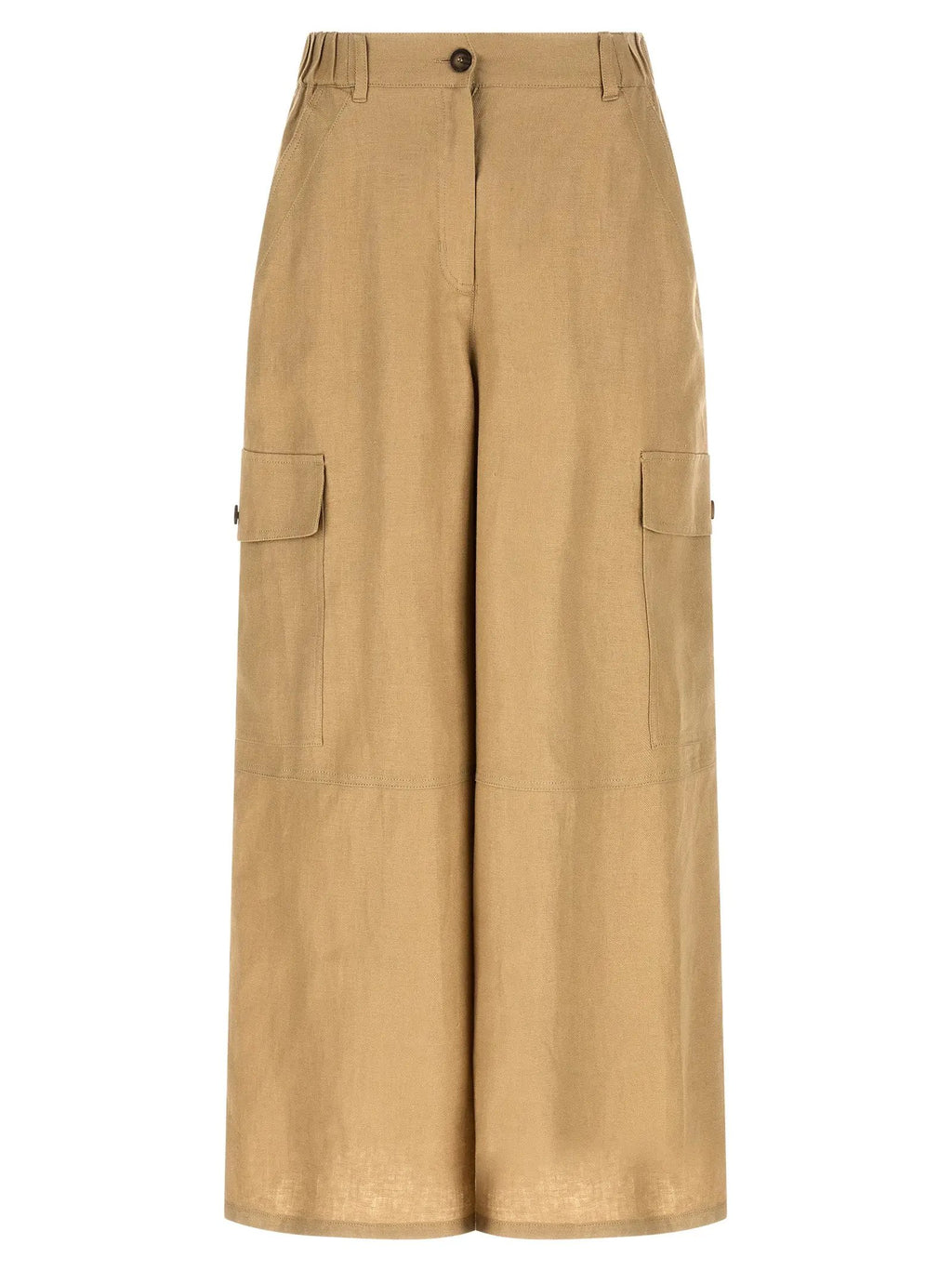Max Mara Beige Linen Cargo Pants