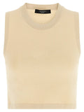 Max Mara Beige Viscose Sleeveles T-Shirt