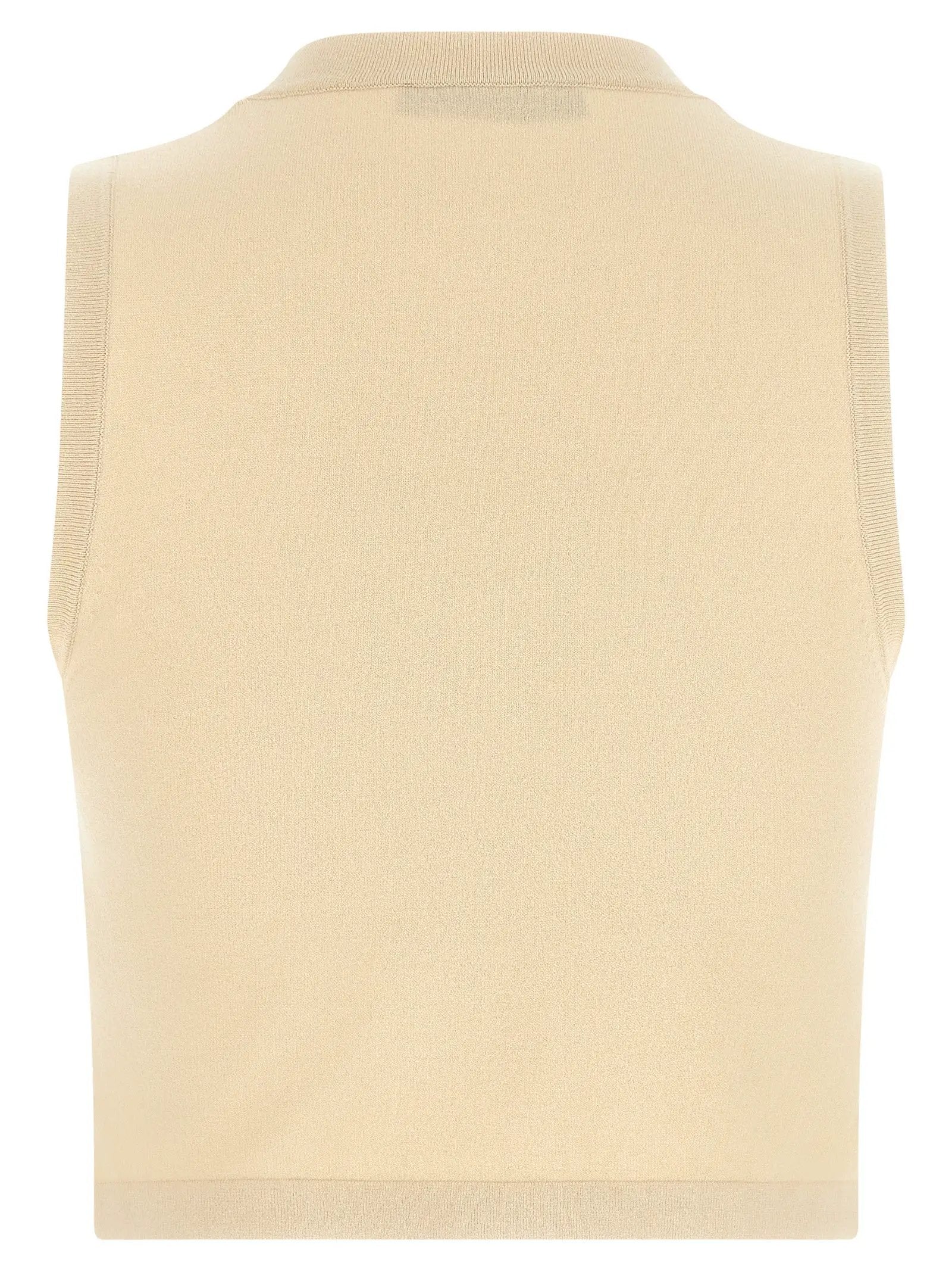 Max Mara Beige Viscose Sleeveles T-Shirt
