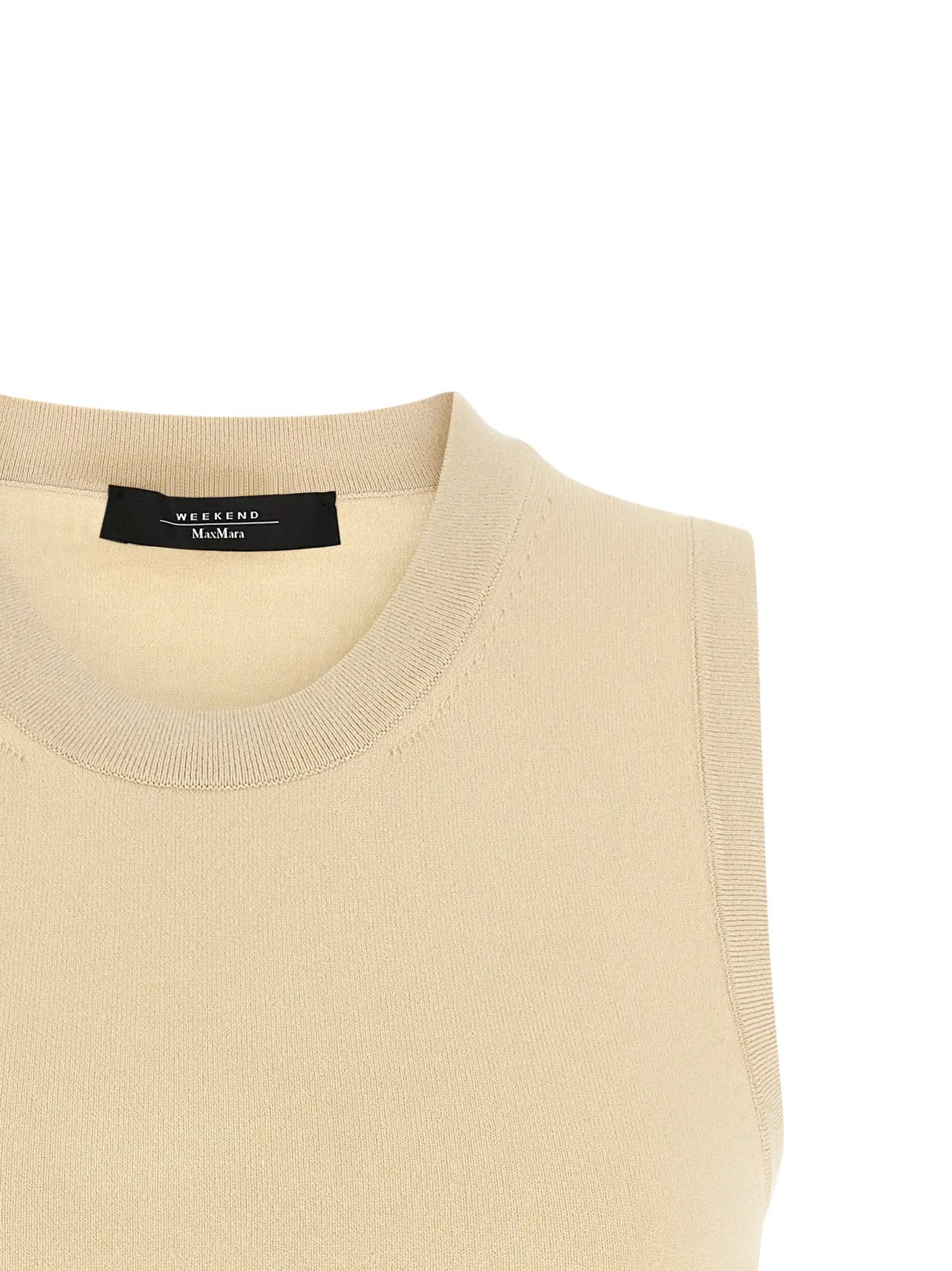 Max Mara Beige Viscose Sleeveles T-Shirt