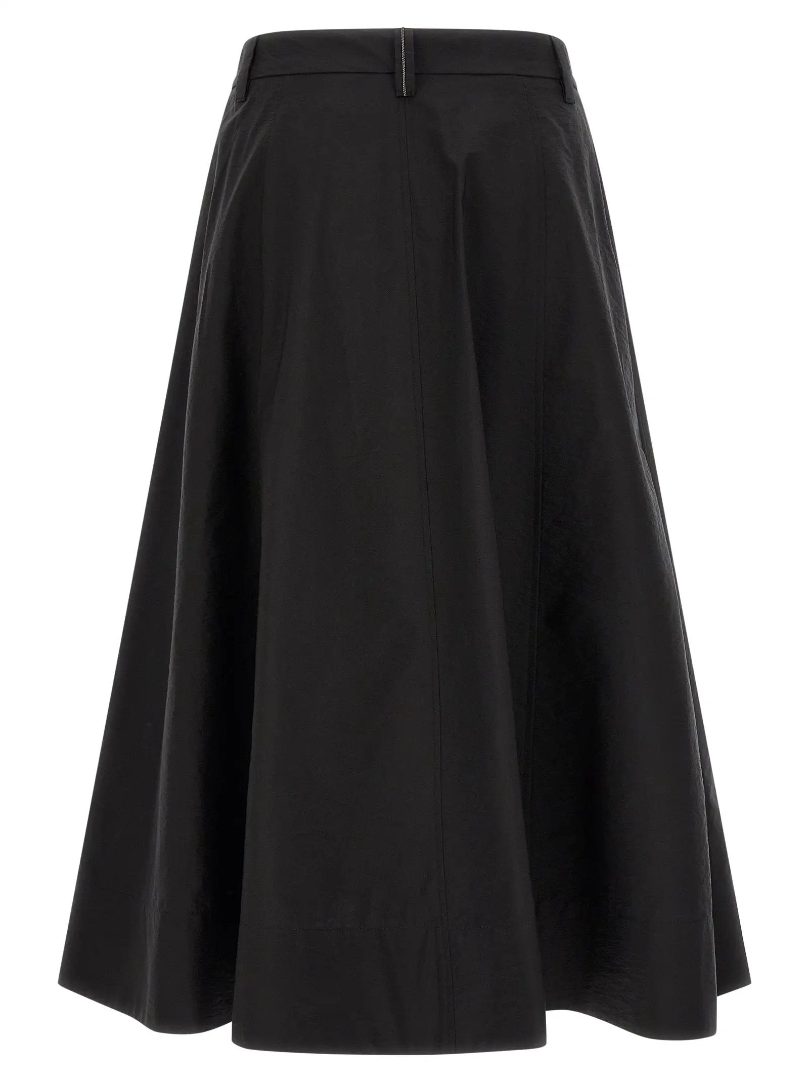 Brunello Cucinelli Black Cotton Midi Skirt